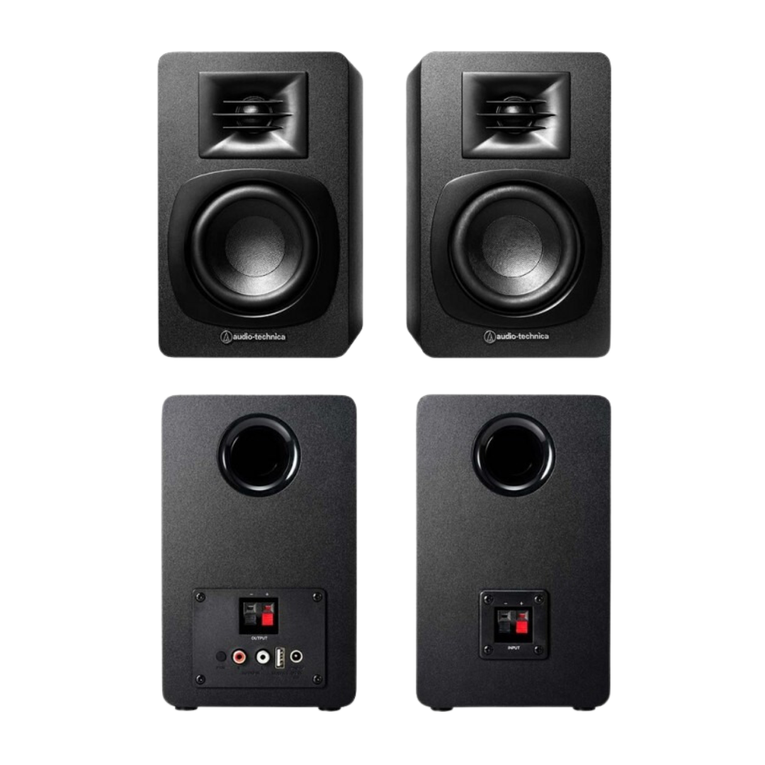 AT-SP3X Powered Bookshelf Speakers (With Optional LP60xBT)