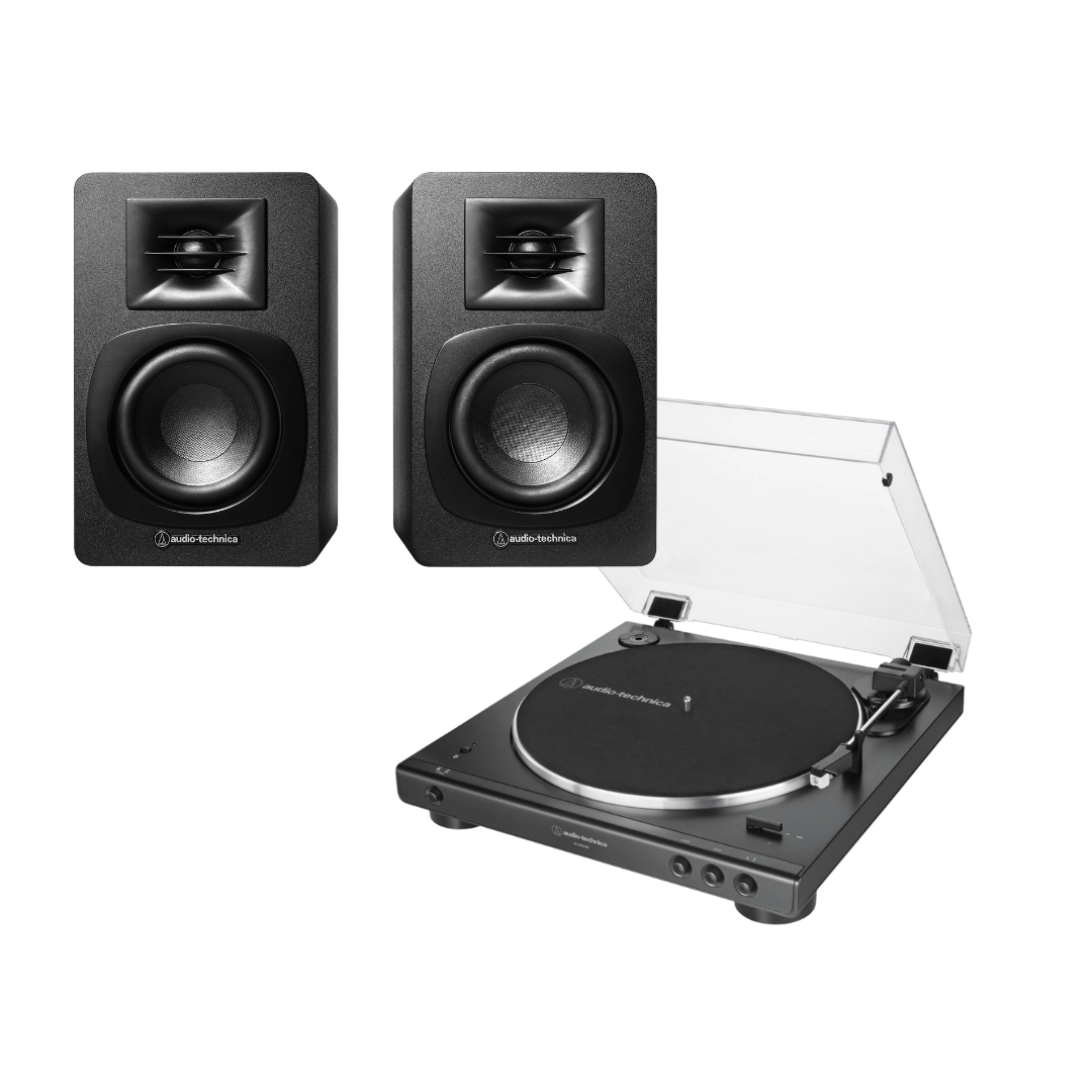 AT-SP3X Powered Bookshelf Speakers (With Optional LP60xBT)