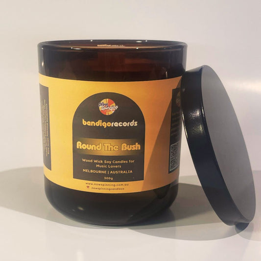 Round the Bush Now Spinning x Bendigo Records Candle